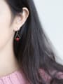 thumb Personality Triangle Shaped Red Shell Bead Drop Earrings 1