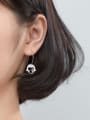 thumb 925 Sterling Silver With Platinum Plated Simplistic  Human head Hook Earrings 1