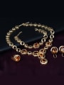 thumb Alloy Imitation-gold Plated Fashion Artificial Stones Hollow Round-shaped Four Pieces Jewelry Set 1
