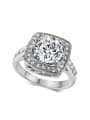thumb Noble Square Zircons White Gold Plated Ring 0