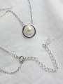 thumb Fashion White Freshwater Pearl Hollow Round Silver Necklace 2