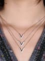 thumb Copper With  Cubic Zirconia  Simplistic V-shaped Earrings And Necklaces 2 Piece Jewelry Set 1