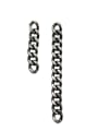 thumb Sterling Silver retro style personality chain asymmetric Earrings 2