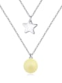thumb Personalized Imitation Pearl Little Star Double Layer Alloy Necklace 1