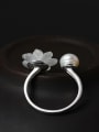 thumb S925 Silver Crystal Plum Blossom Opening Ring 1