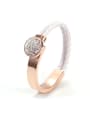 thumb Europe And The United States Wide Woven Leather Rose Gold Titanium Bracelet 0