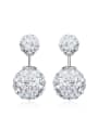 thumb Fashion Shiny Cubic Zirconias-covered Beads 925 Silver Stud Earrings 0