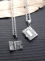 thumb Stainless Steel With Silver Plated Vintage Square Bible cross Necklaces 2