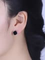 thumb 925 Silver Black Round Shaped stud Earring 1