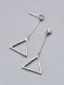 thumb Simple Cubic Zircon Hollow Triangle 925 Silver Stud Earrings 3