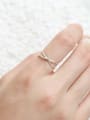 thumb Two-band X-shaped Simple Silver Smooth Opening Ring 1