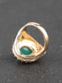 thumb Gold Plated Green Resin stone White Crystals Alloy Ring 2