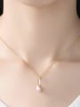 thumb Pure silver 7-8mm natural freshwater pearl with 3A Zircon Necklace 1