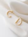 thumb 925 Sterling Silver With Gold Plated Cute Asymmetry Letter Stud Earrings 0