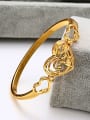 thumb Copper Alloy 24K Gold Plated Classical Heart-shaped Hollow Bangle 1
