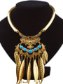 thumb Retro style Leaves Tassels Little Stones Alloy Necklace 2