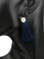 thumb Fashion Blue Cashmere Tassels Little Daisy Flower Black Enamel Drop Earrings 1