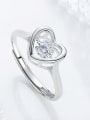 thumb Fashion Cubic Rotational Zircon Heart 925 Silver Ring 3