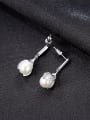thumb Sterling silver with 3A zircon natural freshwater pearl buds earrings 2