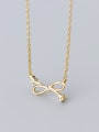 thumb 925 Sterling Silver With Gold Plated Simplistic Bowknot Necklaces 2