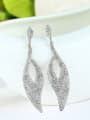 thumb Noble AAA Zirconias-studded Leaf Copper Drop Earrings 0