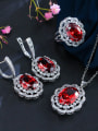 thumb Copper inlaid AAA Zircon Earrings Necklace 3 piece jewelry set 5