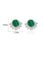 thumb 925 Sterling Silver With Platinum Plated Simplistic Malachite  Round Stud Earrings 4