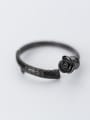 thumb Vintage Black Gun Plated Flower Shaped S925 Silver Ring 0
