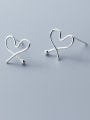 thumb 925 Sterling Silver With Silver Plated Simplistic Heart Stud Earrings 2