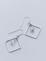 thumb 925 Sterling Silver With Silver Plated Simplistic Square&Bead Hook Earrings 2