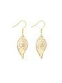 thumb Exaggerated 18K Gold Leaf Shaped Stud hook earring 0
