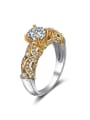 thumb Fashion White Cubic Zirconias Double Color Plated Copper Ring 1