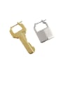 thumb 925 Sterling Silver With Gold Plated Simplistic Asymmetric Lock Key  Clip On Earrings 0