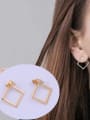 thumb Titanium With Gold Plated Simplistic Hollow Square Drop Earrings 1