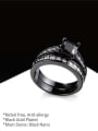 thumb Luxury Black Gun Plated Square Shaped Zircon Ring Set 1