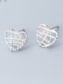 thumb Sterling Silver square hollow lines love shaped square lace studs 1