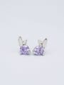 thumb Cute Purple Zircon Rabbit Shaped Earrings 0
