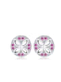 thumb Micro Pave Round Shaped Hollow Butterfly Stud Earrings 0