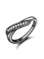 thumb Exquisite Black Gun Plated Copper Zircon Ring 0