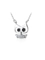 thumb 925 Sterling Silver With Cubic Zirconia Cute Animal Owl Necklaces 0