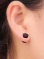 thumb Wood with round simple fashion Dumbbell Stud Earrings 1