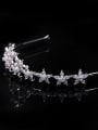 thumb Flower-shape Shining Zircons White Gold Plated Hair Accessories 1