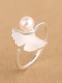 thumb Freshwater Pearl Leaf Opening Ring 0