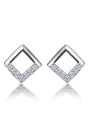 thumb Simple 925 Sterling Silver Hollow Square Stud Earrings 1