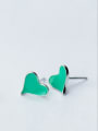 thumb Exquisite Red Heart Shaped Glue S925 Silver Stud Earrings 2