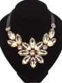 thumb Exaggerated Marquise Resin Flower Black Ribbon Necklace 1