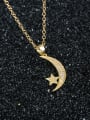 thumb Fashion 18K Gold Plated Moon Shaped Rhinestone Pendant 3