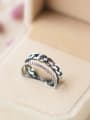 thumb S925 Silver Retro Double LayerTwist Opening Stacking Ring 3