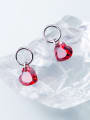thumb 925 silver red glitter of stereoscopic love Zircon Earrings 2