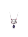 thumb Copper Alloy White Gold Plated Cartoon Bear Crystal Necklace 0